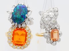 Antique 2.38ct Topaz, 1.88ct Diamond Yellow Gold Cluster Ring