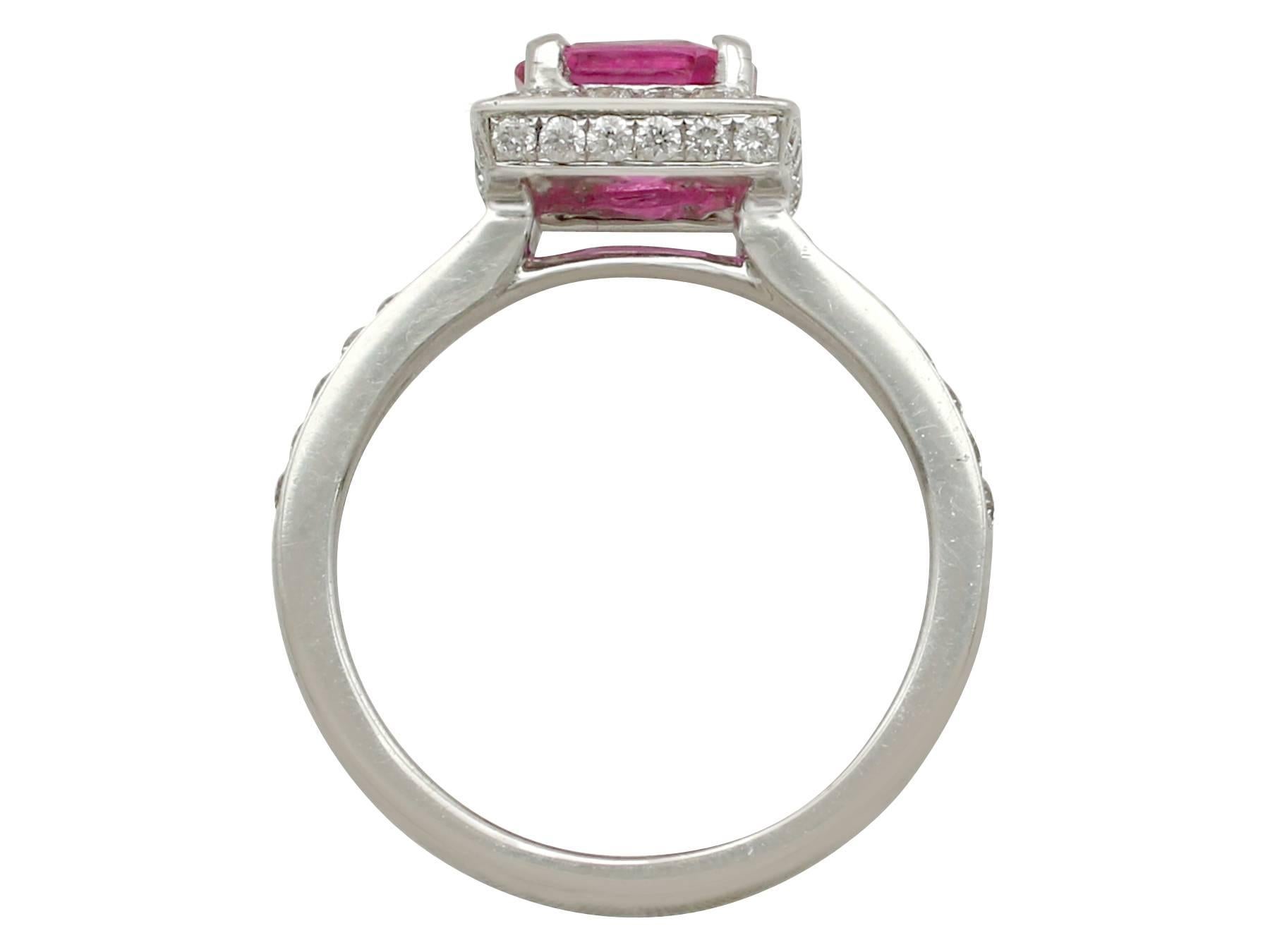 Vintage 1.27 Carat Pink Sapphire and Diamond White Gold Cocktail Ring Circa 1990 1