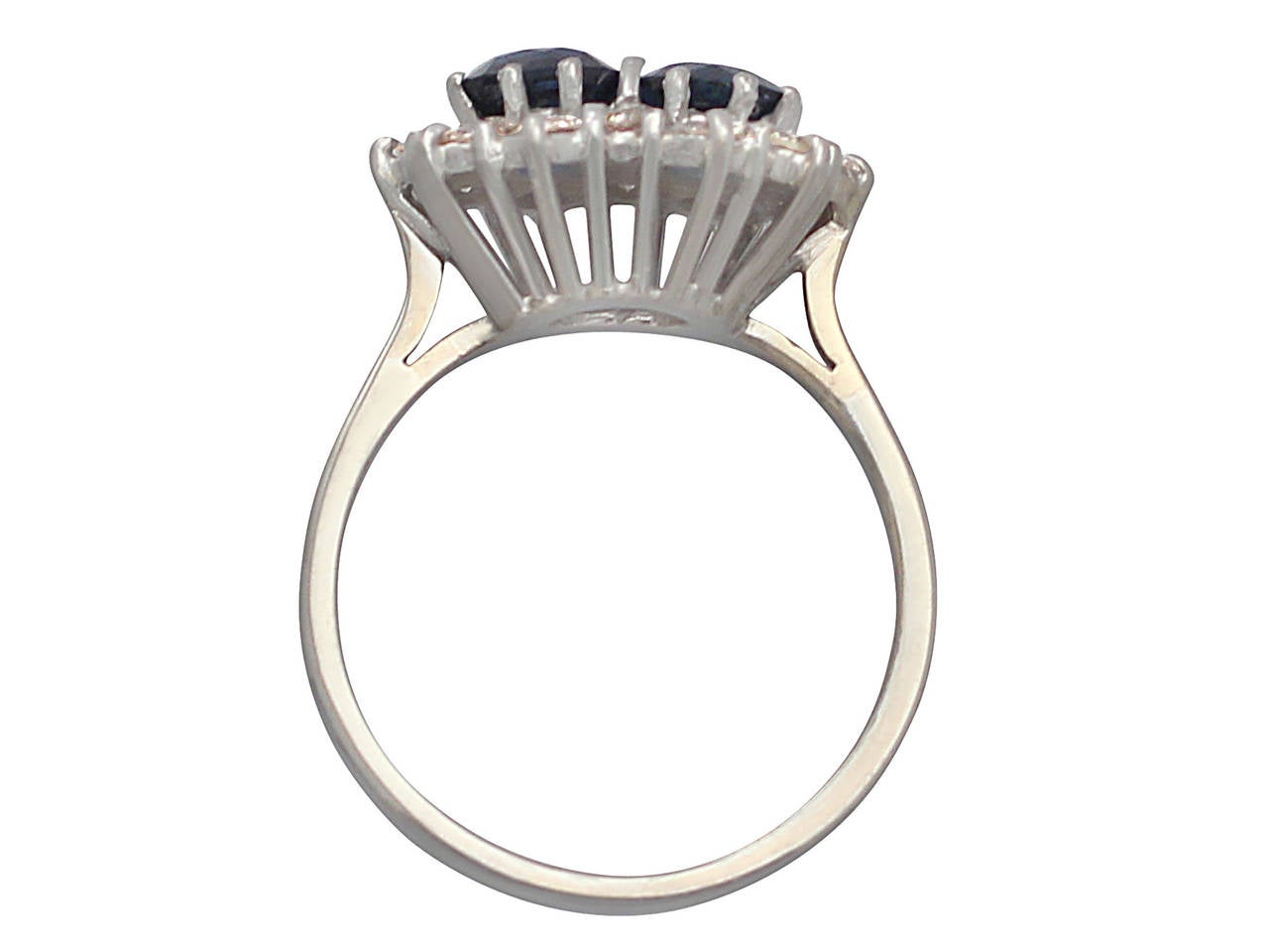 Women's 1970s 1.36 Carat Sapphire Diamond White Gold Cocktail Ring