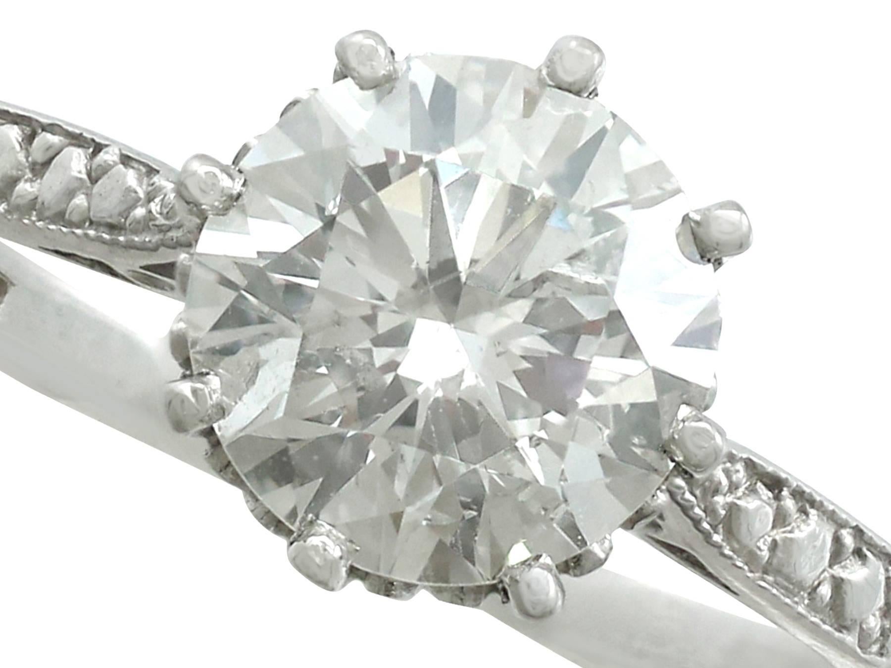 Women's 1960s Vintage and Contemporary 1.85 Carat Diamond and Platinum Solitaire Ring