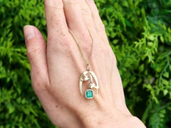 Vintage 1.07 Carat Emerald and 18K Yellow Gold Pendant Circa 1990
