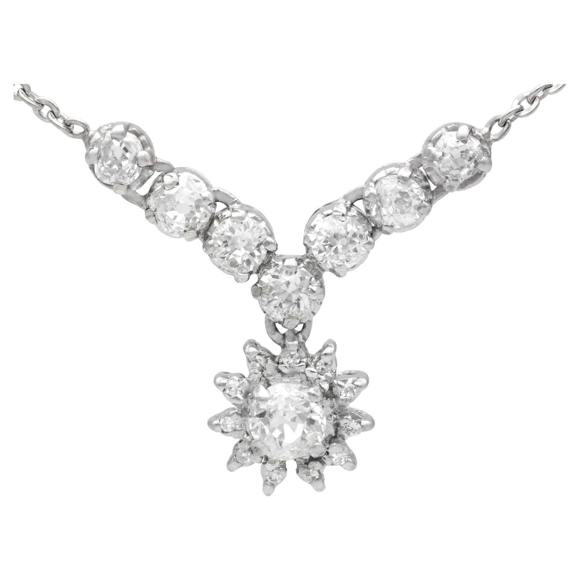 Antique 1920s 1.99 Carat Diamond and Silver Necklace