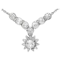 Antique 1920s 1.99 Carat Diamond and Silver Necklace