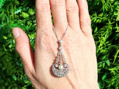 Antique Natural Pearl and 1.48 Carat Diamond Yellow Gold Pendant