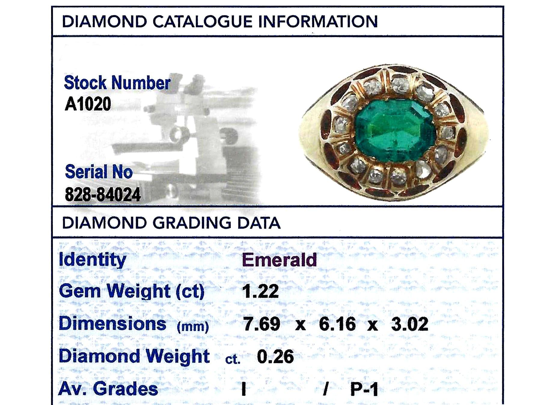 Bague cocktail en or jaune avec émeraude de Colombie de 1,22 carat et diamants en vente 5