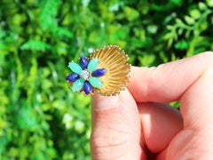 1980s Chrysoprase and Sodalite Diamond and Yellow Gold Cocktail Ring
