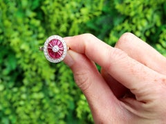 Vintage French 1.30 Carat Ruby and Diamond Yellow Gold Cocktail Ring
