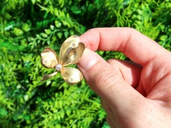 Antique 0.35ct Diamond and 14k Yellow Gold Leaf Brooch, Circa 1900