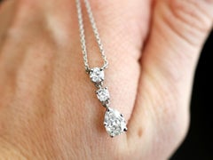 Antique 1930s 1.42 Carat Diamond White Gold Drop Necklace
