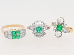 Antique 1880s 1.12 Carat Diamond and Emerald Yellow Gold Silver Set Twist Ring