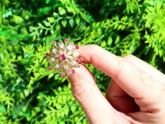 Vintage Ruby and Diamond Yellow Gold Floral Cocktail Ring