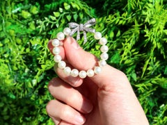 Vintage Pearl Wreath and Diamond Bow White Gold Brooch