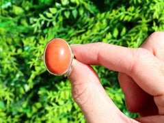 Vintage 13.20 Carat Cabochon Cut Coral and Yellow Gold Ring