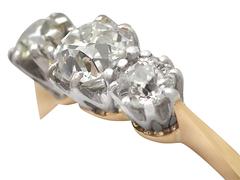 0.85Ct Diamond & 18k Yellow Gold, Platinum Set Trilogy Ring - Antique Circa 1920