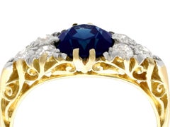 Antique 1920s 2.95 Carat Sapphire and Diamond Yellow Gold Cocktail Ring