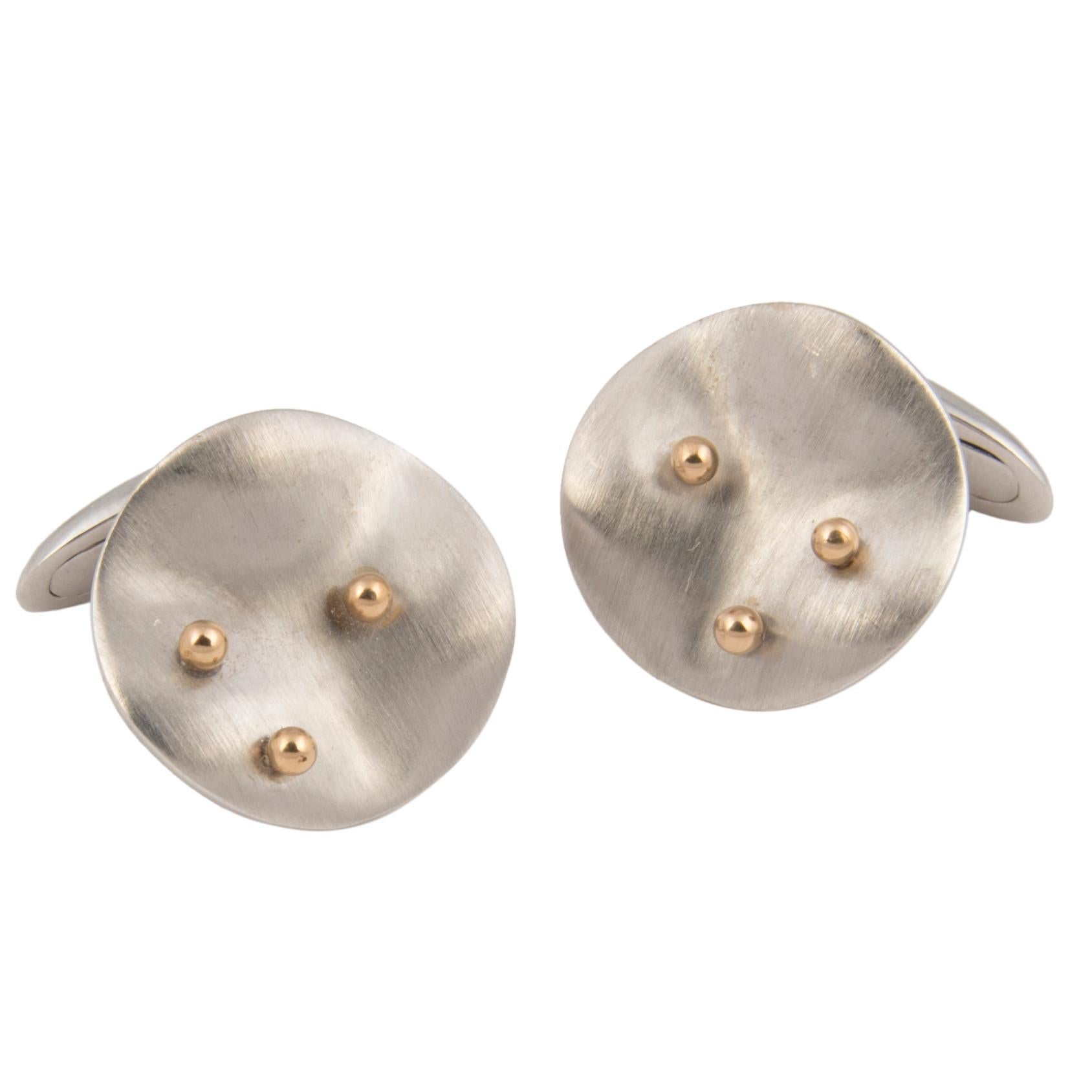 Florence Larochas 18 Karat White and Yellow Gold Cufflinks, Unique For Sale