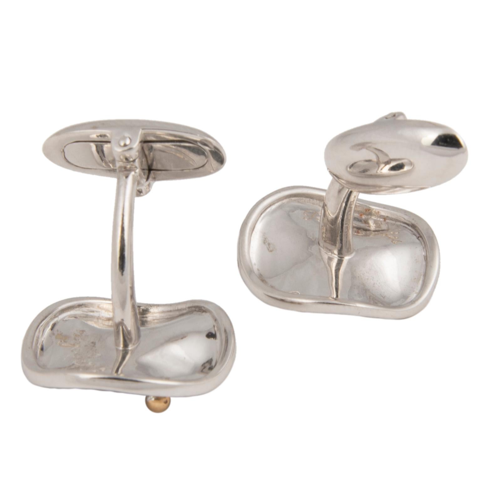 Florence Larochas 18 Karat White and Yellow Gold Cufflinks, Unique In Good Condition For Sale In London, GB