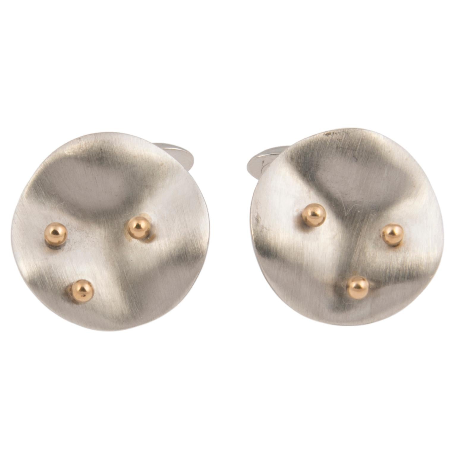 Women's or Men's Florence Larochas 18 Karat White and Yellow Gold Cufflinks, Unique For Sale