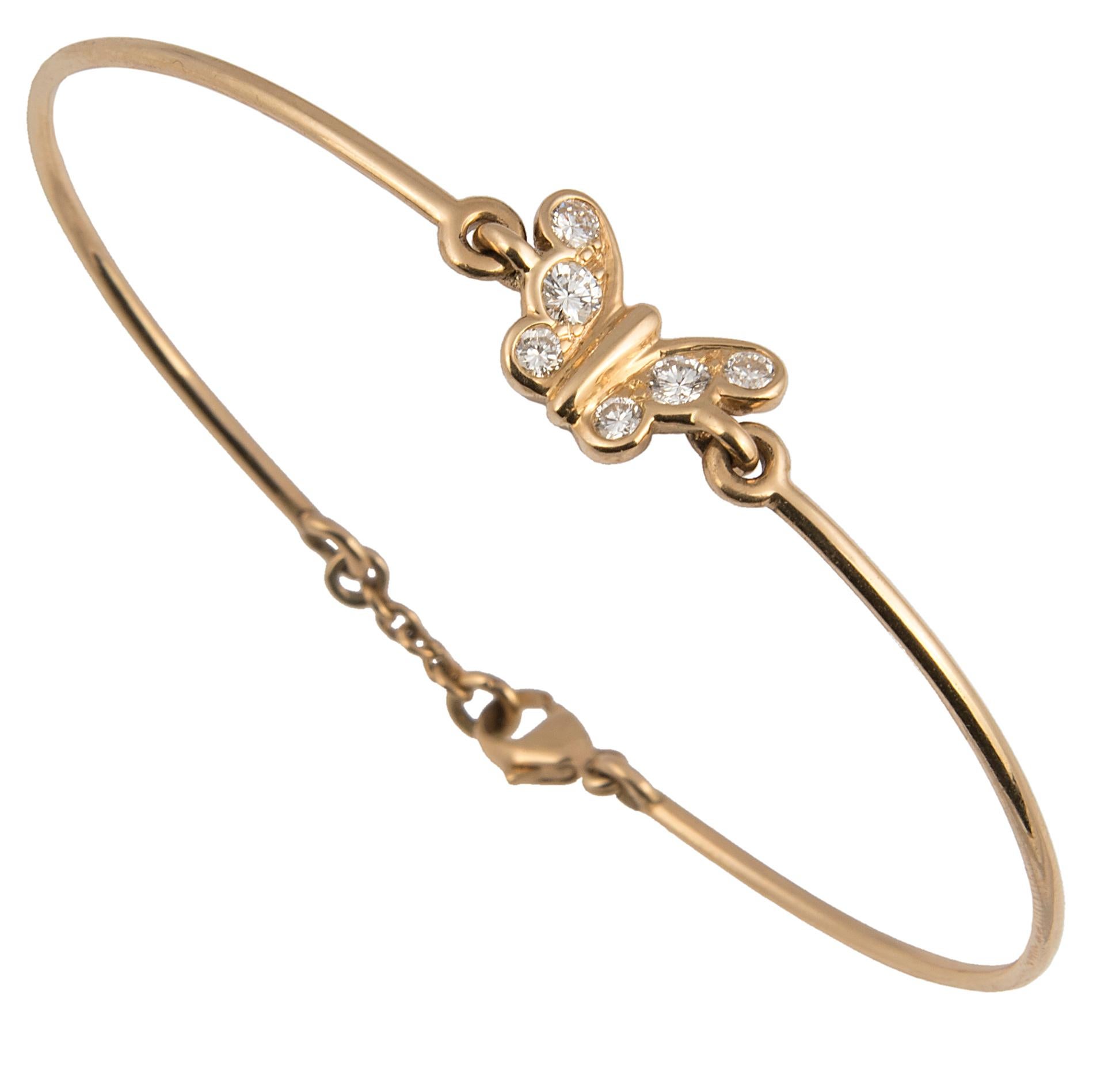 Florence Larochas 18 Karat Gold and Diamond Butterfly Bracelet For Sale