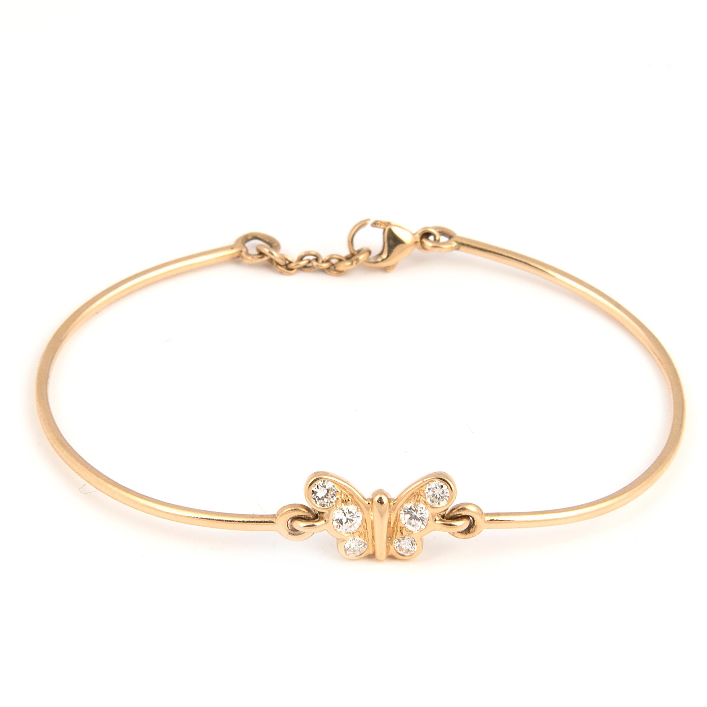 Florence Larochas 18 Karat Gold and Diamond Butterfly Bracelet In New Condition For Sale In London, GB