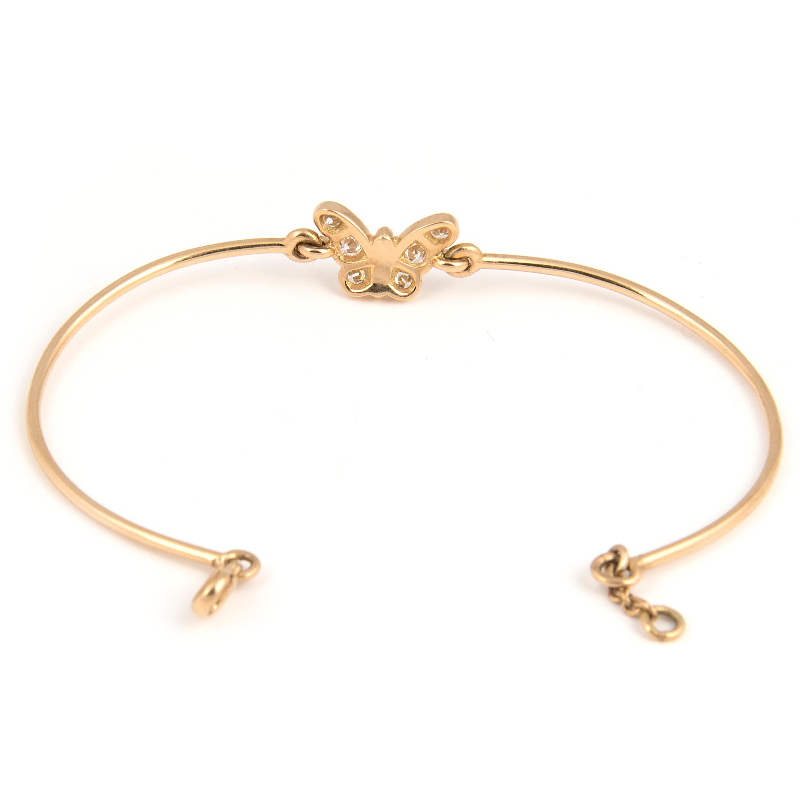 Women's or Men's Florence Larochas 18 Karat Gold and Diamond Butterfly Bracelet For Sale