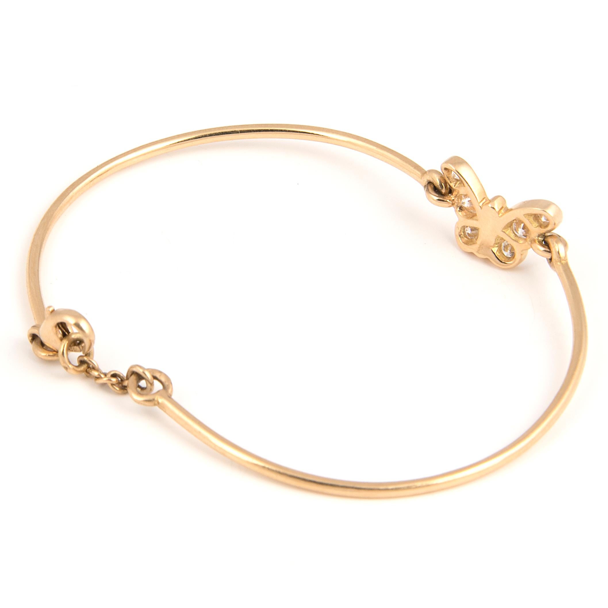 Florence Larochas 18 Karat Gold and Diamond Butterfly Bracelet For Sale 1