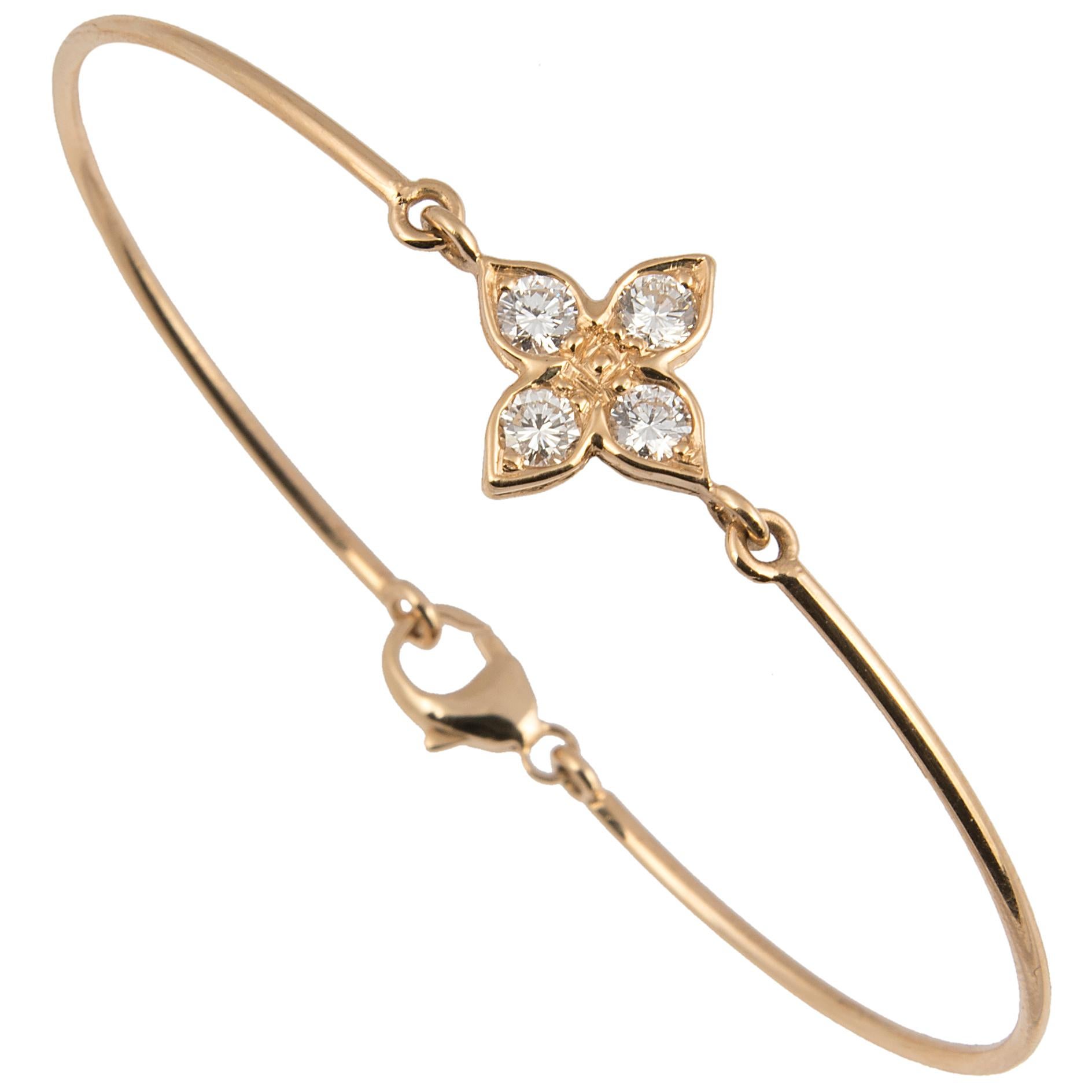 Florence Larochas 18 Karat Gold Flower Bracelet For Sale