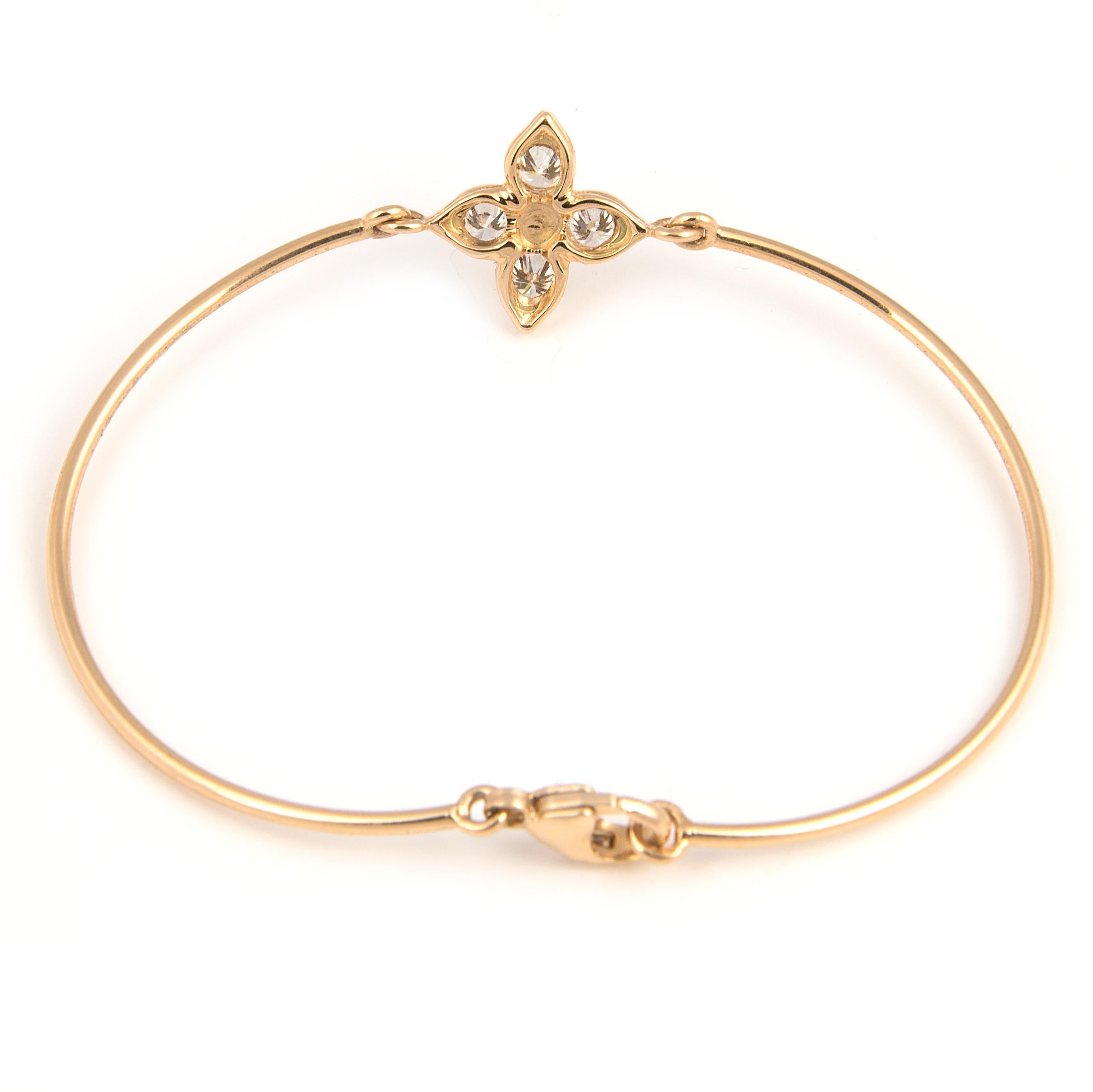 Florence Larochas 18 Karat Gold Flower Bracelet For Sale 1
