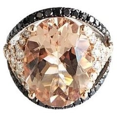 Bague de fiançailles en or rose 18 carats, 7,90 carats, Morgane et diamants noirs