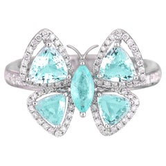 Set in 18K white gold, 1.14 carat, Paraiba Tourmaline & Diamonds Engagement Ring