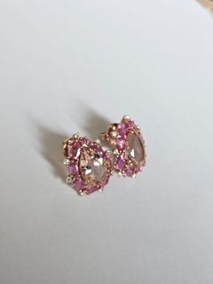 Set in 18K Rose Gold, Morganite, Ceylon Pink Sapphire & Diamond Stud Earrings