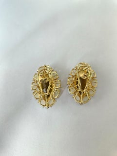 Set in 18K Yellow Gold, Honey Tourmaline, Ethiopian Opal & Diamond Stud Earring