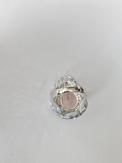 Set in 18K white Gold, Morganite, Aquamarine & Diamond Engagement Cocktail Ring