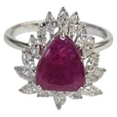 Set in 18K White Gold, 2.78 carats, Mozambique Ruby & Diamond Engagement Ring