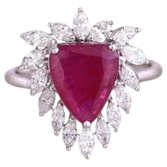 Set in 18K White Gold, 2.78 carats, Mozambique Ruby & Diamond Engagement Ring