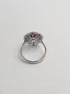 Set in 18K Gold, 1.28 carats, natural Mozambique Ruby & Diamond Engagement Ring