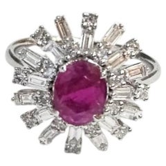 Set in 18K Gold, 1.28 carats, natural Mozambique Ruby & Diamond Engagement Ring