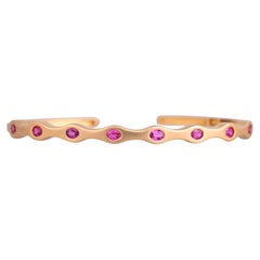 Set in 18K Yellow Matte Gold, natural Mozambique Ruby modern Bangle Bracelet