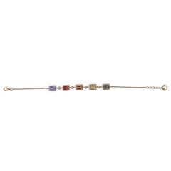 Bracelet « tennis » moderne en or jaune 18 carats, serti de saphirs de Ceylan et de diamants