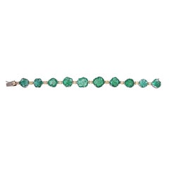 Pulsera de oro de 18 quilates con esmeraldas naturales de Zambia talladas a mano y diamantes amarillos