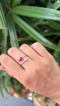 Set in 18K white Gold, 0.85 carat Tourmaline & Rose Cut Diamond Engagement Ring