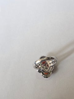 Set in 18K Gold, Mexican Fire Opal, Garnet, Blue Sapphire & Diamond Cluster Ring