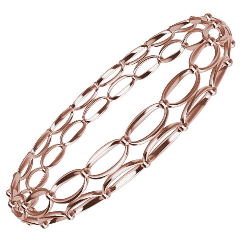 18 Karat Rose Gold Ovals and Rhombus Bangle Bracelet