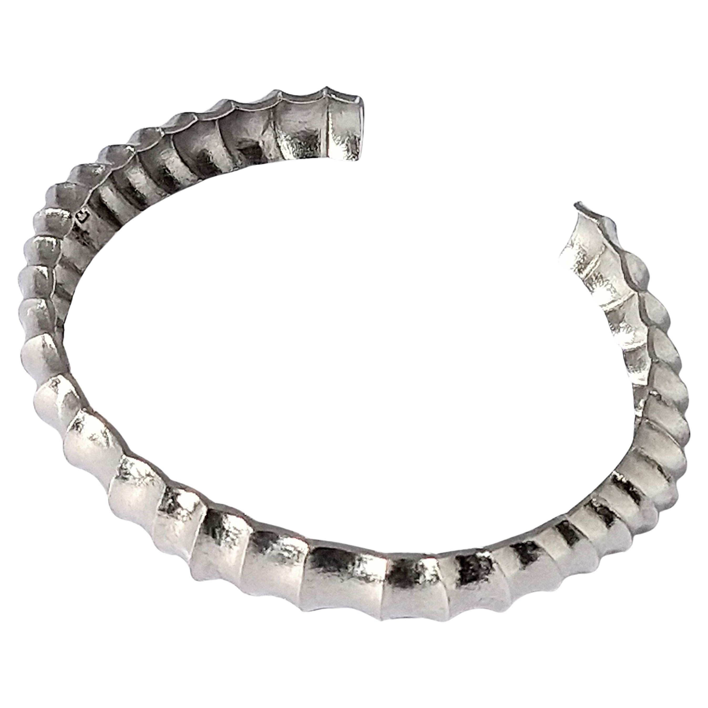 Platinum  Vetebrae Concave Cuff Bracelet