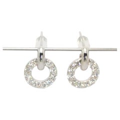 Platinum  Diamond Hoop Dangle Earrings