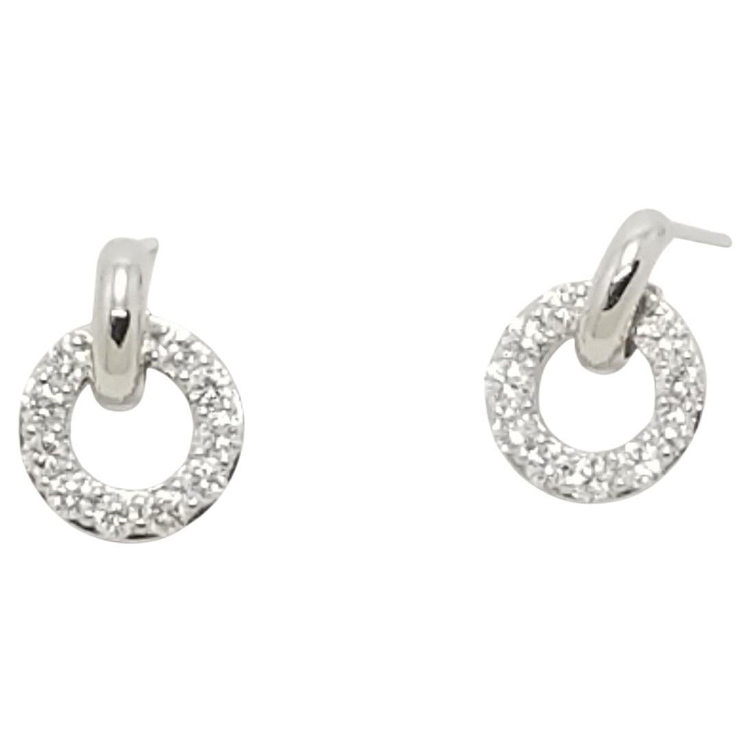 Platinum  Diamond Hoop Dangle Earrings
