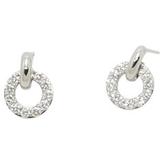 Platinum  Diamond Hoop Dangle Earrings