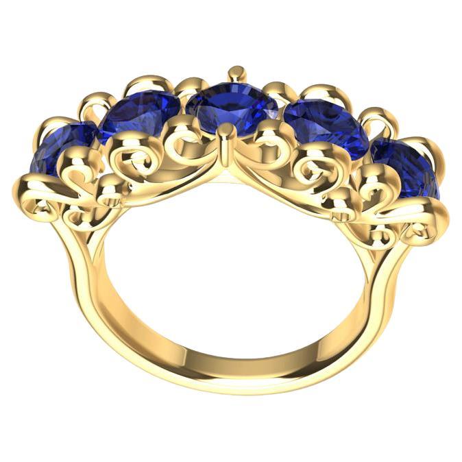 18 Karat Yellow Gold Modern Victorian Sapphires Cocktail Ring