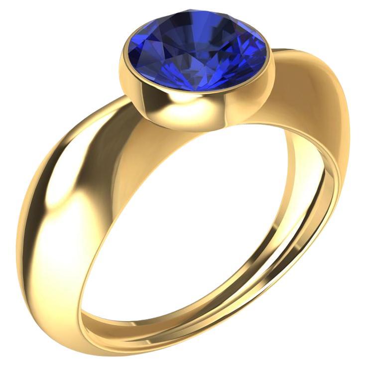 Anillo Escultura Zafiro Azul Oro Amarillo 18 Quilates 1,4 Quilates