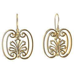 18 Karat Yellow Gold French Gate Dangle Earrings